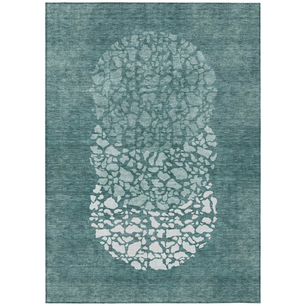 HomeRoots 9' Durable Dark Green Aqua Abstract Area Rug for Indoor & Outdoor Spaces - Washable & Stylish Design 9' X 12' 580033