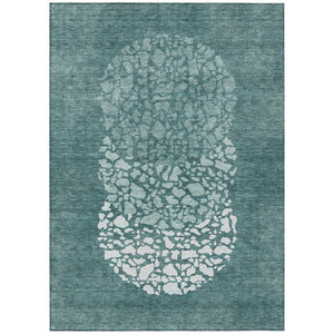 HomeRoots 9' Durable Dark Green Aqua Abstract Area Rug for Indoor & Outdoor Spaces - Washable & Stylish Design 9' X 12' 580033