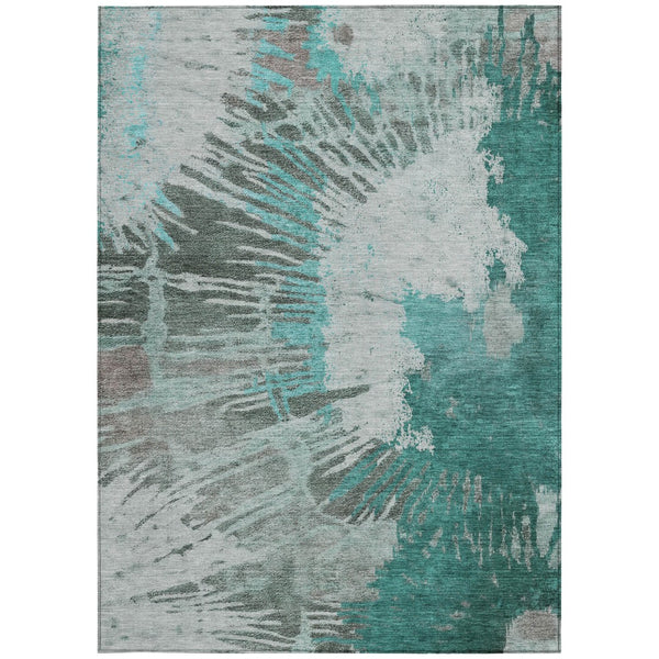 Homeroots 3' Denim Blue Abstract Area Rug – Stylish Washable Design For Indoor & Outdoor Spaces, Durable & Chic 3' X 5' Polyester 580035