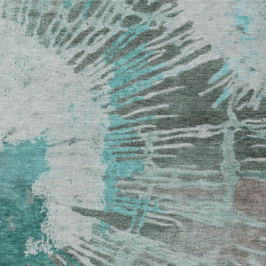 Homeroots 3' Denim Blue Abstract Area Rug – Stylish Washable Design For Indoor & Outdoor Spaces, Durable & Chic 3' X 5' Polyester 580035