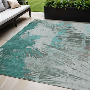 Homeroots 3' Denim Blue Abstract Area Rug – Stylish Washable Design For Indoor & Outdoor Spaces, Durable & Chic 5' X 8' Polyester 580036