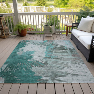 Homeroots 3' Denim Blue Abstract Area Rug – Stylish Washable Design For Indoor & Outdoor Spaces, Durable & Chic 5' X 8' Polyester 580036