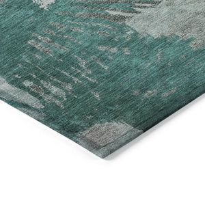 Homeroots 3' Denim Blue Abstract Area Rug – Stylish Washable Design For Indoor & Outdoor Spaces, Durable & Chic 5' X 8' Polyester 580036