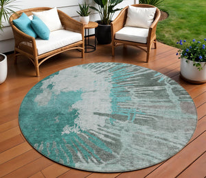 Homeroots 3' Denim Blue Abstract Area Rug – Stylish Washable Design For Indoor & Outdoor Spaces, Durable & Chic 8' Round Polyester 580037
