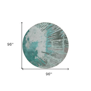 Homeroots 3' Denim Blue Abstract Area Rug – Stylish Washable Design For Indoor & Outdoor Spaces, Durable & Chic 8' Round Polyester 580037