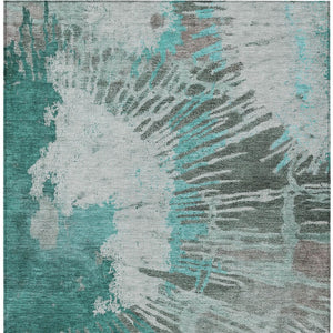 Homeroots 3' Denim Blue Abstract Area Rug – Stylish Washable Design For Indoor & Outdoor Spaces, Durable & Chic 8' X 10' Polyester 580038