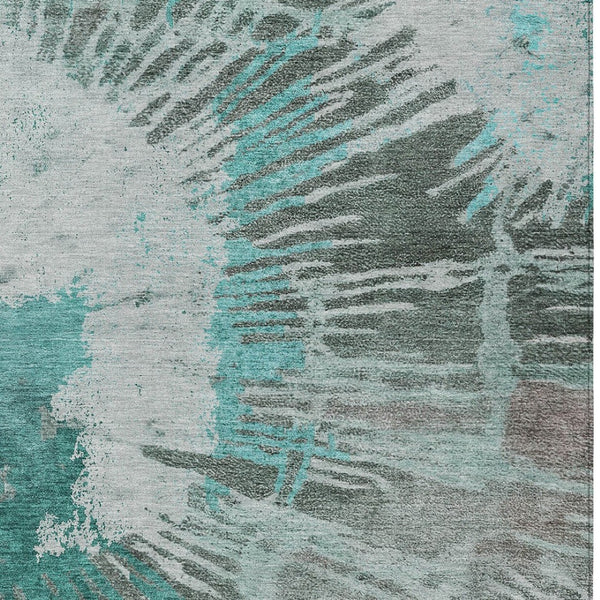 Homeroots 3' Denim Blue Abstract Area Rug – Stylish Washable Design For Indoor & Outdoor Spaces, Durable & Chic 8' X 10' Polyester 580038