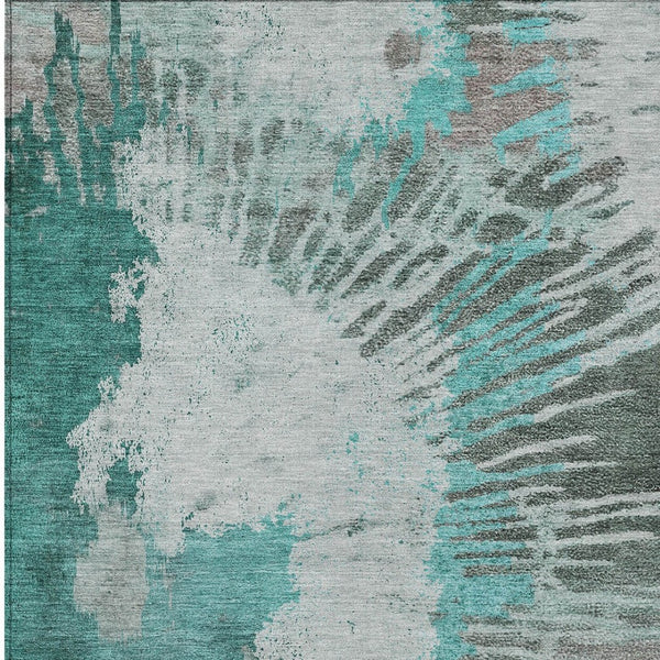 Homeroots 3' Denim Blue Abstract Area Rug – Stylish Washable Design For Indoor & Outdoor Spaces, Durable & Chic 10' X 14' Polyester 580040
