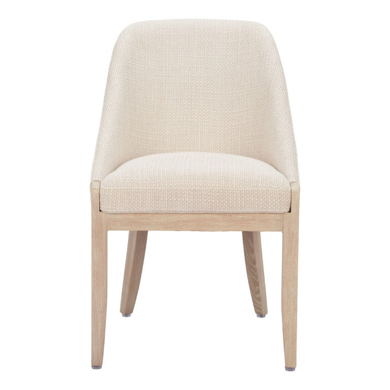 HomeRoots Beige Upholstered Wooden Side Chair for Casual Dining Rooms with Natural Finish Frame 580041