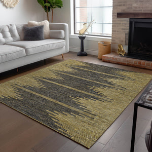 Homeroots 3' Stylish Artichoke Green Ivory Abstract Washable Area Rug For Indoor And Outdoor Spaces 3' X 5' Polyester 580042
