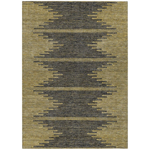 HomeRoots 5' Dark Gray and Gold Abstract Area Rug - Stylish, Washable, Stain-Resistant for Indoors or Outdoors 5' X 8' 580043