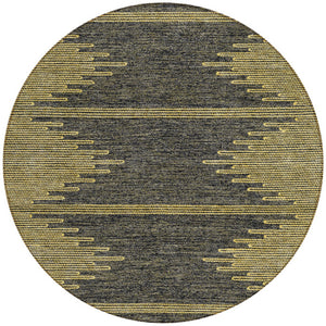 Homeroots 3' Stylish Artichoke Green Ivory Abstract Washable Area Rug For Indoor And Outdoor Spaces 8' Round Polyester 580044