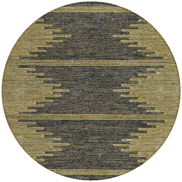 Homeroots 3' Stylish Artichoke Green Ivory Abstract Washable Area Rug For Indoor And Outdoor Spaces 8' Round Polyester 580044