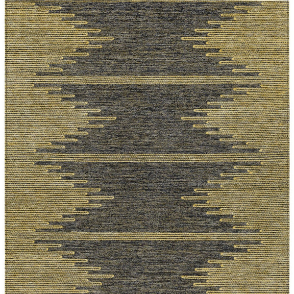 Homeroots 3' Stylish Artichoke Green Ivory Abstract Washable Area Rug For Indoor And Outdoor Spaces 9' X 12' Polyester 580046