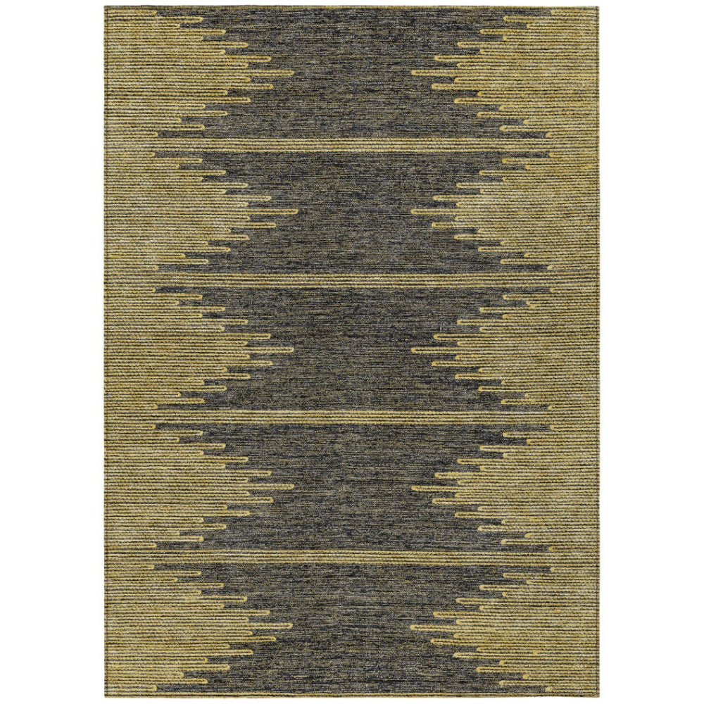 HomeRoots 9' Dark Gray and Gold Abstract Area Rug – Stylish, Durable, Washable for Indoor or Outdoor Use 9' X 12' 580046