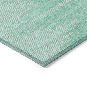 Homeroots 3' Stylish Artichoke Green Ivory Abstract Washable Area Rug For Indoor And Outdoor Spaces 3' X 5' Polyester 580048