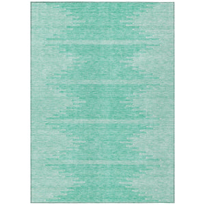 Homeroots 3' Stylish Artichoke Green Ivory Abstract Washable Area Rug For Indoor And Outdoor Spaces 5' X 8' Polyester 580049