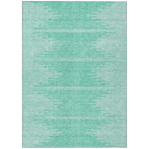Homeroots 3' Stylish Artichoke Green Ivory Abstract Washable Area Rug For Indoor And Outdoor Spaces 5' X 8' Polyester 580049