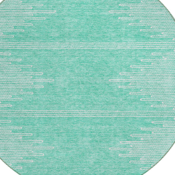 Homeroots 3' Stylish Artichoke Green Ivory Abstract Washable Area Rug For Indoor And Outdoor Spaces 8' Round Polyester 580050