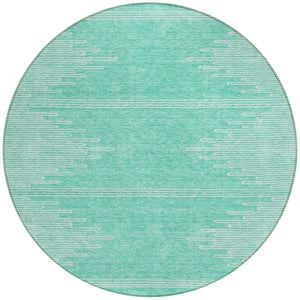 Homeroots 3' Stylish Artichoke Green Ivory Abstract Washable Area Rug For Indoor And Outdoor Spaces 8' Round Polyester 580050