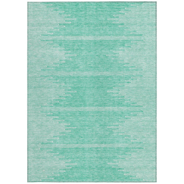 Homeroots 3' Stylish Artichoke Green Ivory Abstract Washable Area Rug For Indoor And Outdoor Spaces 8' X 10' Polyester 580051