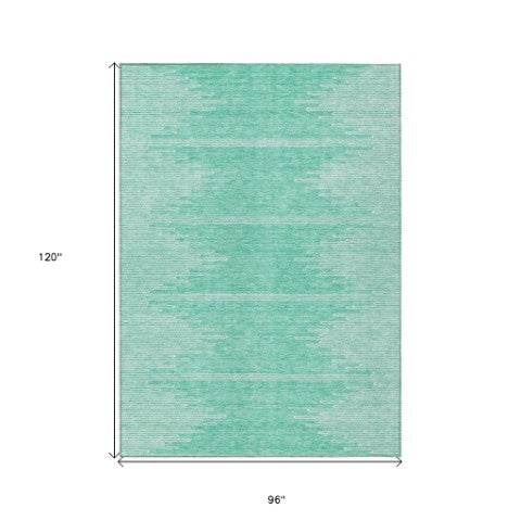 Homeroots 3' Stylish Artichoke Green Ivory Abstract Washable Area Rug For Indoor And Outdoor Spaces 8' X 10' Polyester 580051