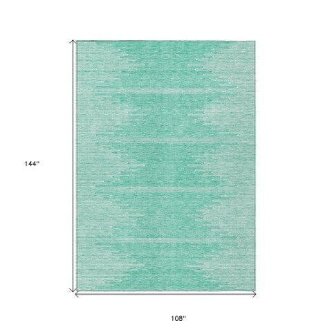 Homeroots 3' Stylish Artichoke Green Ivory Abstract Washable Area Rug For Indoor And Outdoor Spaces 9' X 12' Polyester 580052