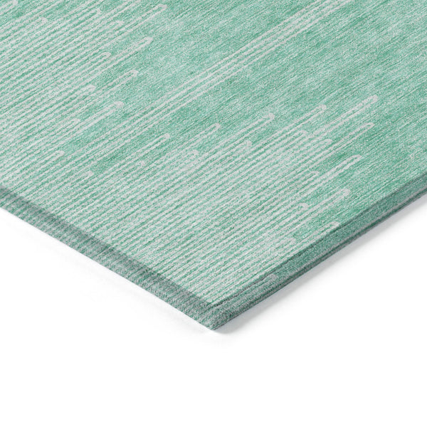 Homeroots 3' Stylish Artichoke Green Ivory Abstract Washable Area Rug For Indoor And Outdoor Spaces 10' X 14' Polyester 580053