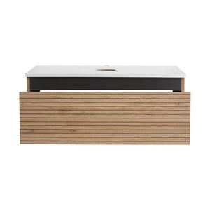 English Elm 30'' Floating Wall Mounted Bathroom Vanity Plywood Build with Soft Close Drawer W999P285410