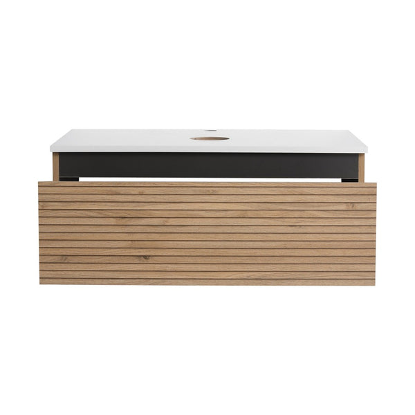 English Elm 30'' Floating Wall Mounted Bathroom Vanity Plywood Build with Soft Close Drawer W999P285410