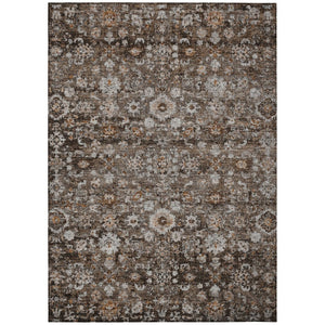 HomeRoots 5' Durable Dark Brown and Taupe Oriental Washable Area Rug for Indoor and Outdoor Use, Stylish & Practical 5' X 8' 580055