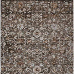 HomeRoots 5' Durable Dark Brown and Taupe Oriental Washable Area Rug for Indoor and Outdoor Use, Stylish & Practical 10' X 14' 580059