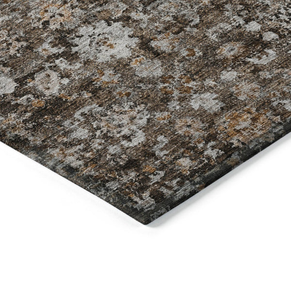 HomeRoots 5' Durable Dark Brown and Taupe Oriental Washable Area Rug for Indoor and Outdoor Use, Stylish & Practical 10' X 14' 580059