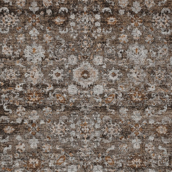 HomeRoots 5' Durable Dark Brown and Taupe Oriental Washable Area Rug for Indoor and Outdoor Use, Stylish & Practical 10' X 14' 580059