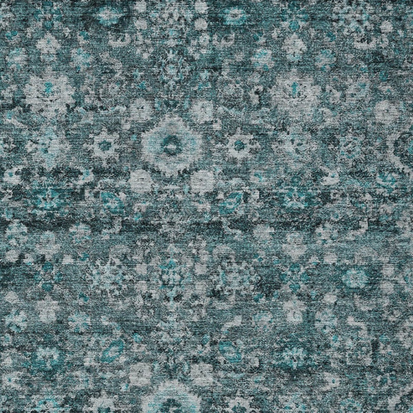 Homeroots 3' Navy Blue And Sky Blue Oriental Washable Rug - Durable Indoor Outdoor Design For Versatile Spaces 5' X 8' Polyester 580061