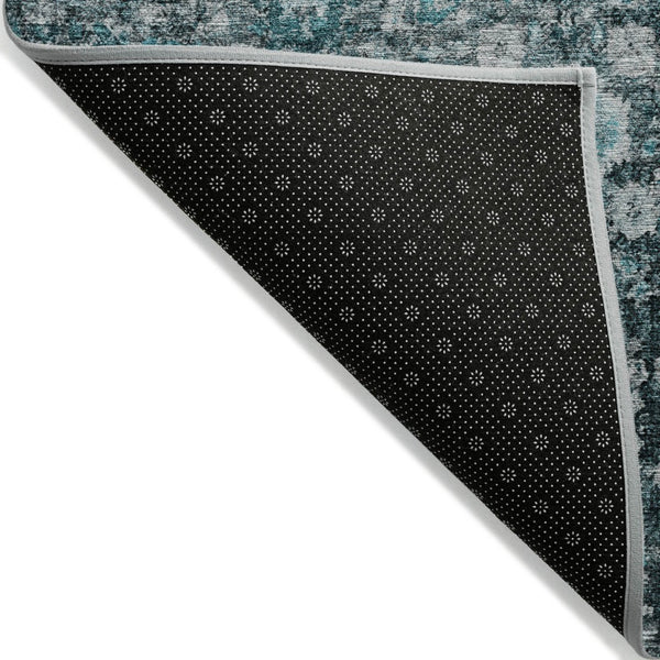 HomeRoots 5' Elegant Dark Green Aqua Charcoal Oriental Area Rug - Durable, Washable, Indoor/Outdoor Style 8' X 10' 580063