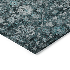 HomeRoots 5' Elegant Dark Green Aqua Charcoal Oriental Area Rug - Durable, Washable, Indoor/Outdoor Style 8' X 10' 580063
