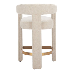 HomeRoots Beige Wood and Fabric Bar Chair - Stylish Comfort for Home or Hospitality Spaces, 400 lbs Capacity 580066
