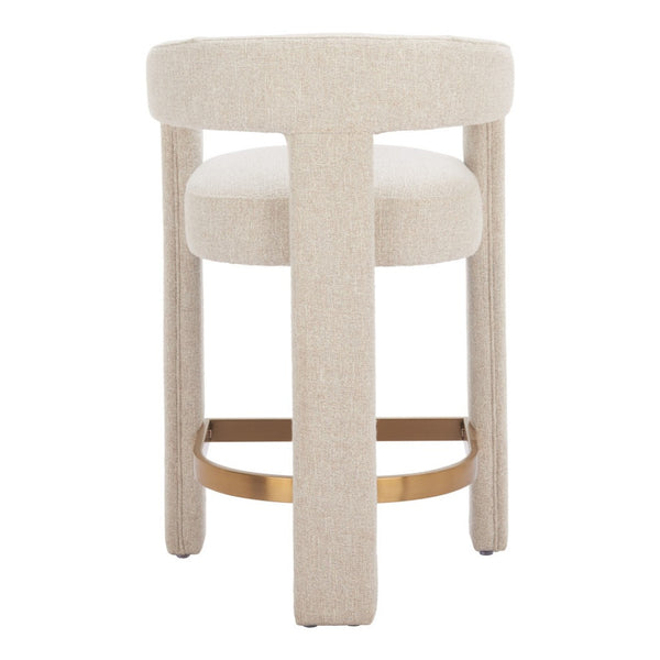 HomeRoots Beige Wood and Fabric Bar Chair - Stylish Comfort for Home or Hospitality Spaces, 400 lbs Capacity 580066