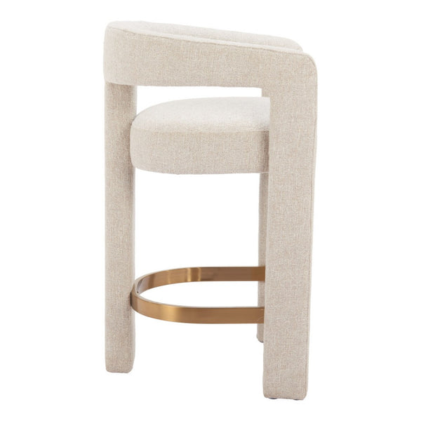 HomeRoots Beige Wood and Fabric Bar Chair - Stylish Comfort for Home or Hospitality Spaces, 400 lbs Capacity 580066