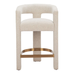 HomeRoots Beige Wood and Fabric Bar Chair - Stylish Comfort for Home or Hospitality Spaces, 400 lbs Capacity 580066