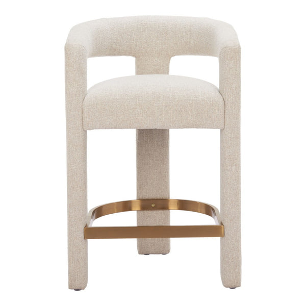 HomeRoots Beige Wood and Fabric Bar Chair - Stylish Comfort for Home or Hospitality Spaces, 400 lbs Capacity 580066