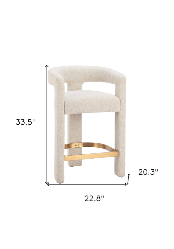 HomeRoots Beige Wood and Fabric Bar Chair - Stylish Comfort for Home or Hospitality Spaces, 400 lbs Capacity 580066