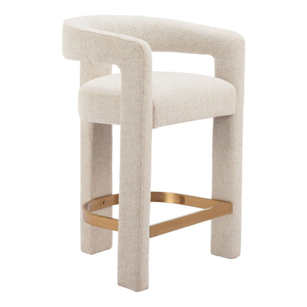 HomeRoots Beige Wood and Fabric Bar Chair - Stylish Comfort for Home or Hospitality Spaces, 400 lbs Capacity 580066