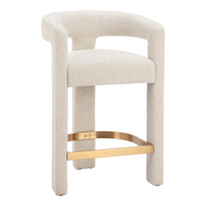 HomeRoots Beige Wood and Fabric Bar Chair - Stylish Comfort for Home or Hospitality Spaces, 400 lbs Capacity 580066
