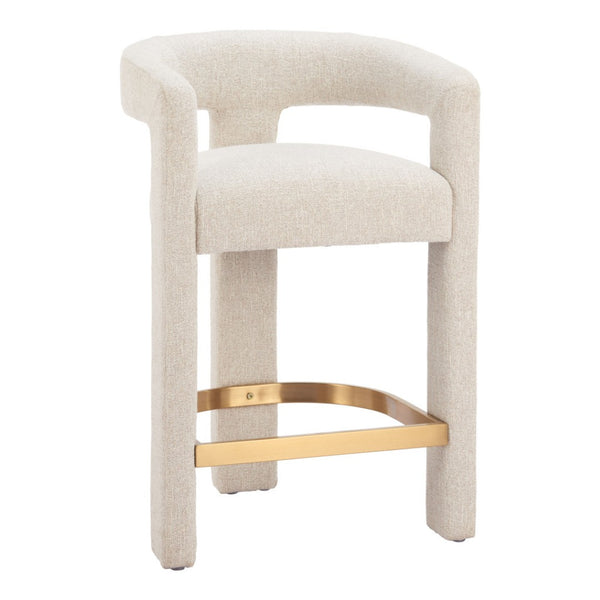 HomeRoots Beige Wood and Fabric Bar Chair - Stylish Comfort for Home or Hospitality Spaces, 400 lbs Capacity 580066