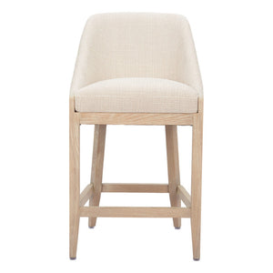 HomeRoots 27" Beige and Natural Fabric Counter Height Bar Chair - Modern Design for Comfort and Style 580067