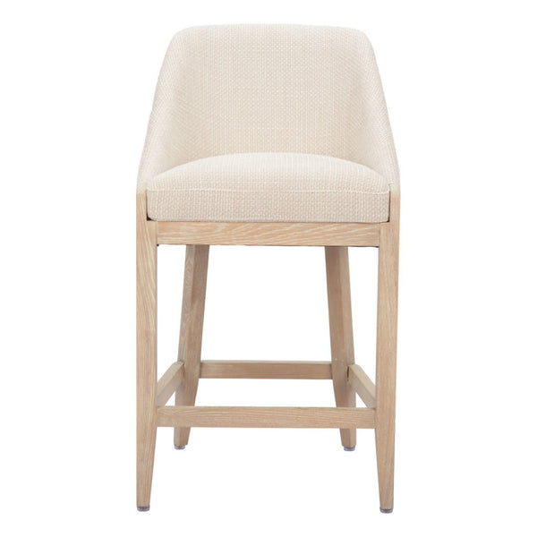 HomeRoots 27" Beige and Natural Fabric Counter Height Bar Chair - Modern Design for Comfort and Style 580067