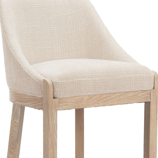 HomeRoots 27" Beige and Natural Fabric Counter Height Bar Chair - Modern Design for Comfort and Style 580067