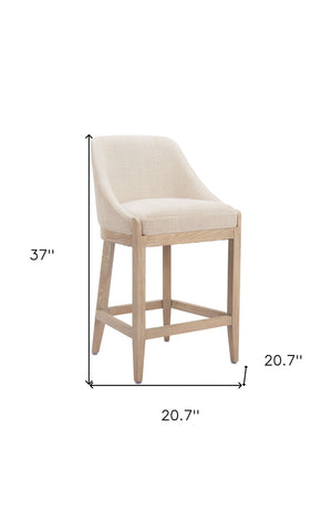 HomeRoots 27" Beige and Natural Fabric Counter Height Bar Chair - Modern Design for Comfort and Style 580067
